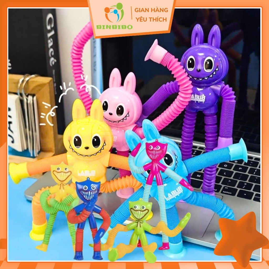 Huggy wuggy Labubu poppy playtime lò xo kéo dãn móc khoá có đèn nháy ...