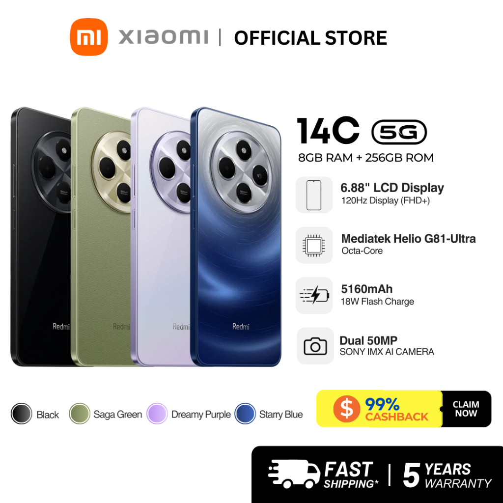 Điện Thoại Xiaomi Redmi 14C 8GB/256GB - Hàng Chính Hãng