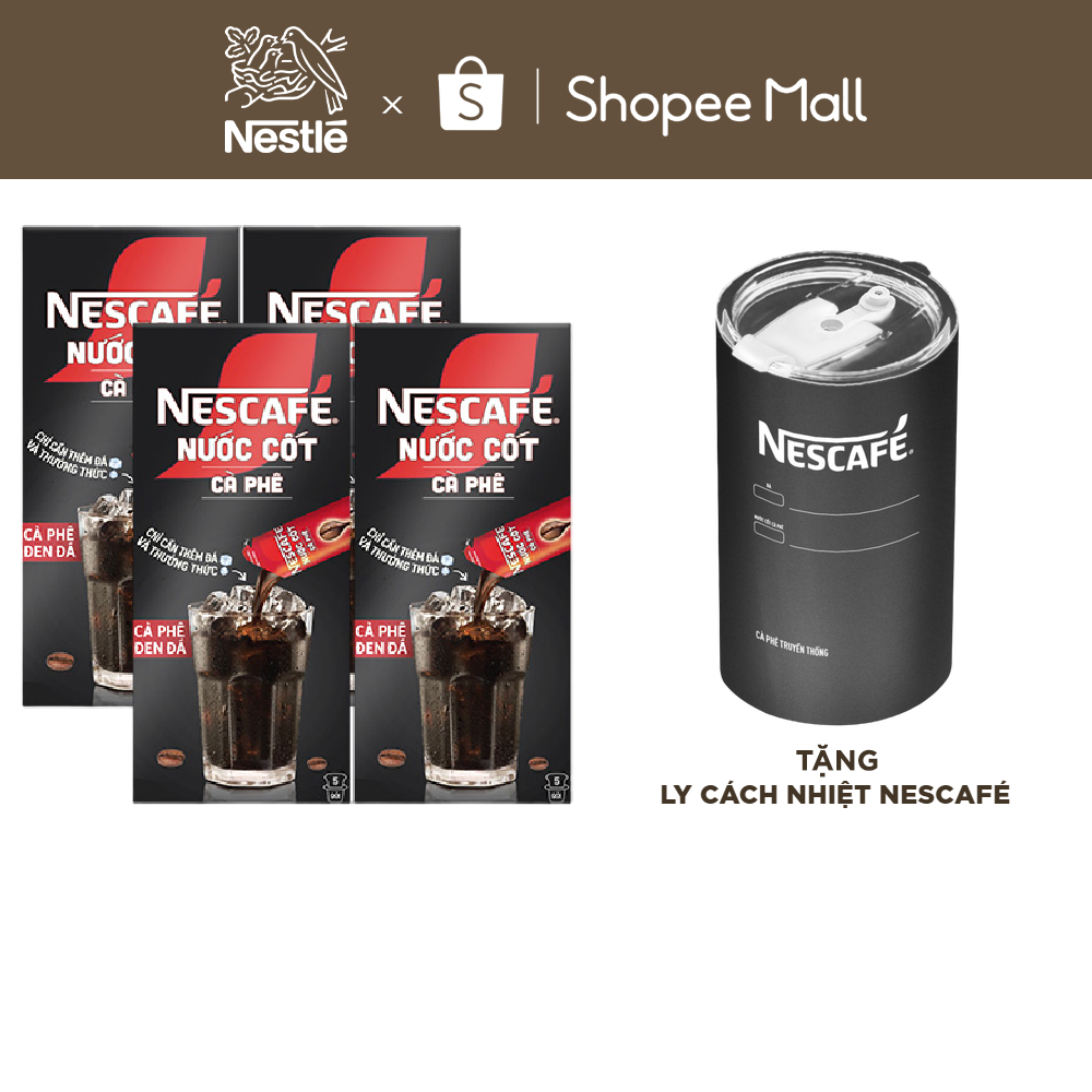 Ảnh Combo 4 hộp nước cốt cà phê NESCAFÉ - CÀ PHÊ ĐEN ĐÁ (4 hộp x 5 gói) 1