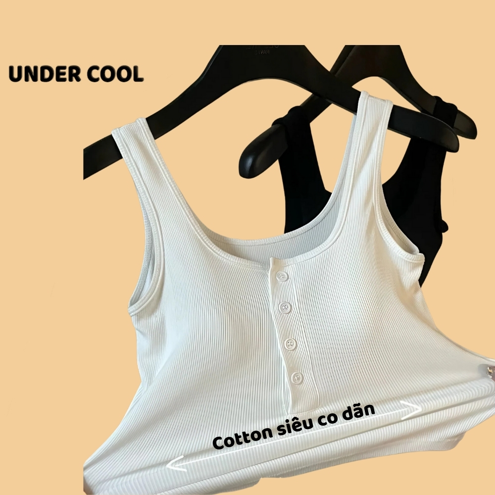 Áo 3 Lỗ UNDERCOOL Nữ Hai Dây Có Mút Ngực Khuy Cài Tiện Lợi Vạt Tròn Cá Tính Chất Tăm Lạnh Siêu Mát Co Giãn ABL35