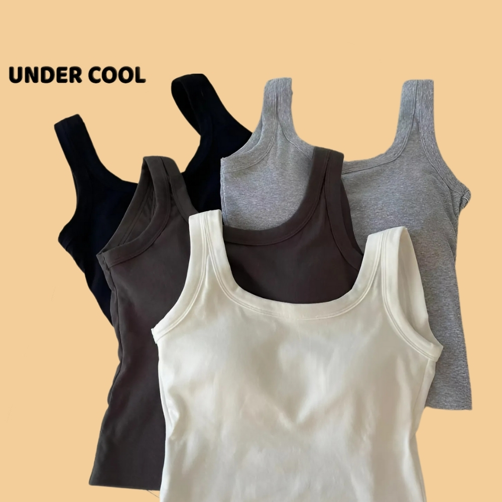 Áo 3 Lỗ UNDERCOOL Nữ Hai Dây Có Mút Ngực Khuy Cài Tiện Lợi Vạt Tròn Cá Tính Chất Tăm Lạnh Siêu Mát Co Giãn ABL35