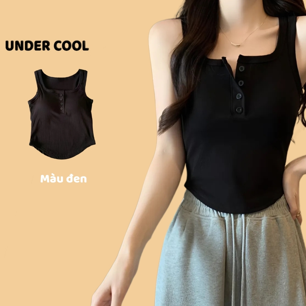 Áo 3 Lỗ UNDERCOOL Nữ Hai Dây Có Mút Ngực Khuy Cài Tiện Lợi Vạt Tròn Cá Tính Chất Tăm Lạnh Siêu Mát Co Giãn ABL35