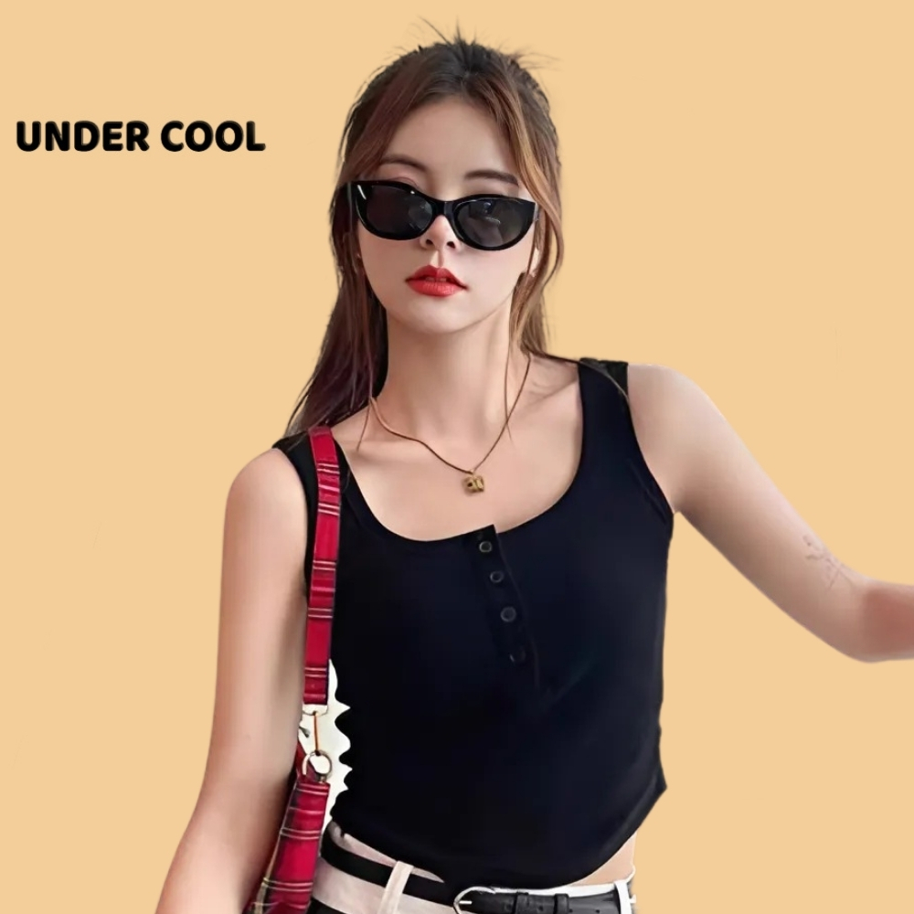 Áo 3 Lỗ UNDERCOOL Nữ Hai Dây Có Mút Ngực Khuy Cài Tiện Lợi Vạt Tròn Cá Tính Chất Tăm Lạnh Siêu Mát Co Giãn ABL35