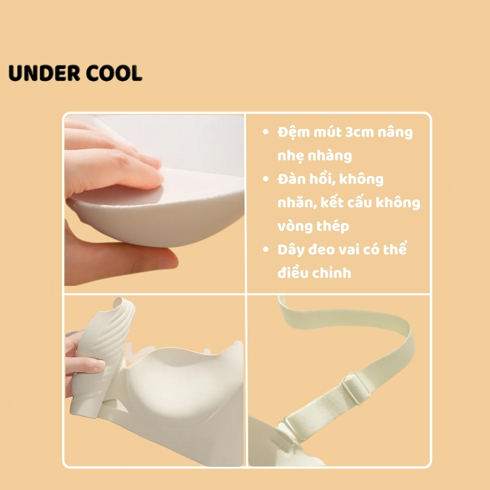 Áo Ngực Nữ UNDERCOOL Su Đúc Dày 3cm, Nâng Đỡ Vòng 1, Tạo Dáng Đầy Đặn, Mặc Áo Dài Không Lộ Viền, Êm Ái AL66