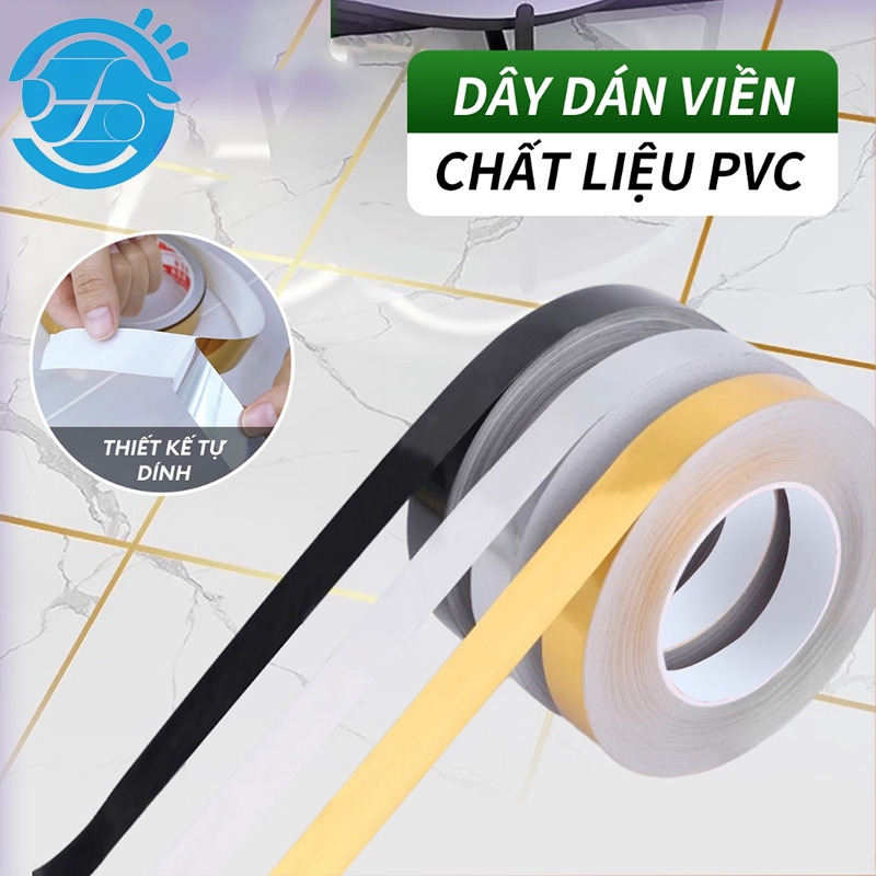 Cuộn chỉ dán viền trang trí nội thất Màu Vàng Đồng,Băng Keo Gạch Sứ Trang Trí, rộng 5mm 10mm 20mm dài 50m
