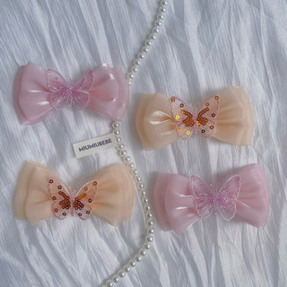 🌸 [KN01] Kẹp Tóc Handmade Cho Bé Gái Nơ Vải Voan