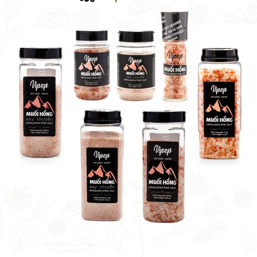 Muối hồng Himalayan Pink Salt Vipep đóng gói tại Việt Nam