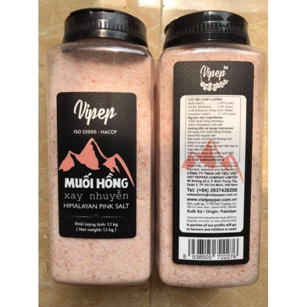 Muối hồng Himalayan Pink Salt Vipep đóng gói tại Việt Nam
