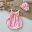 Body chip hai dây kèm mũ cho bé gái Bodysuit cho bé gái Áo liền quần trẻ sơ sinh SLH268