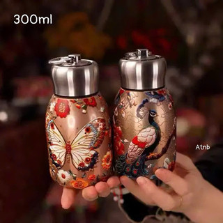 Cốc Giữ Nhiệt Chim Công Vàng Cổ Điển - Cốc Pha Trà Cao Cấp, Đựng Nước Thời Thượng, Giữ Nhiệt Lâu Dài,
