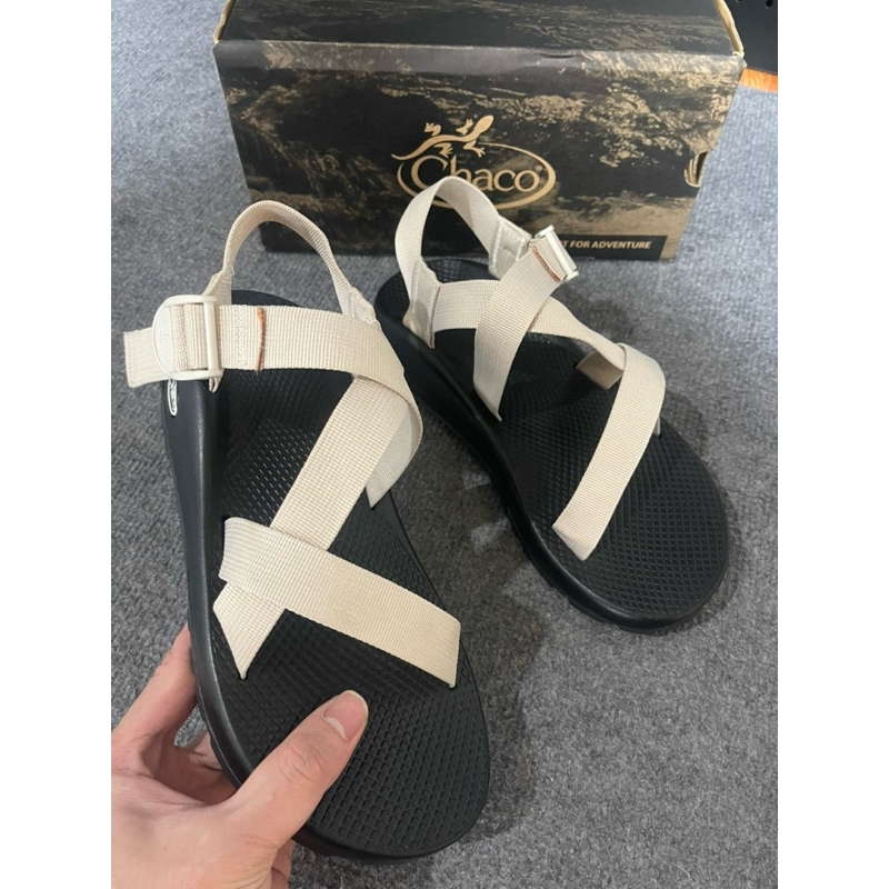 giầy sandal chaco đế thường màu trắng kem