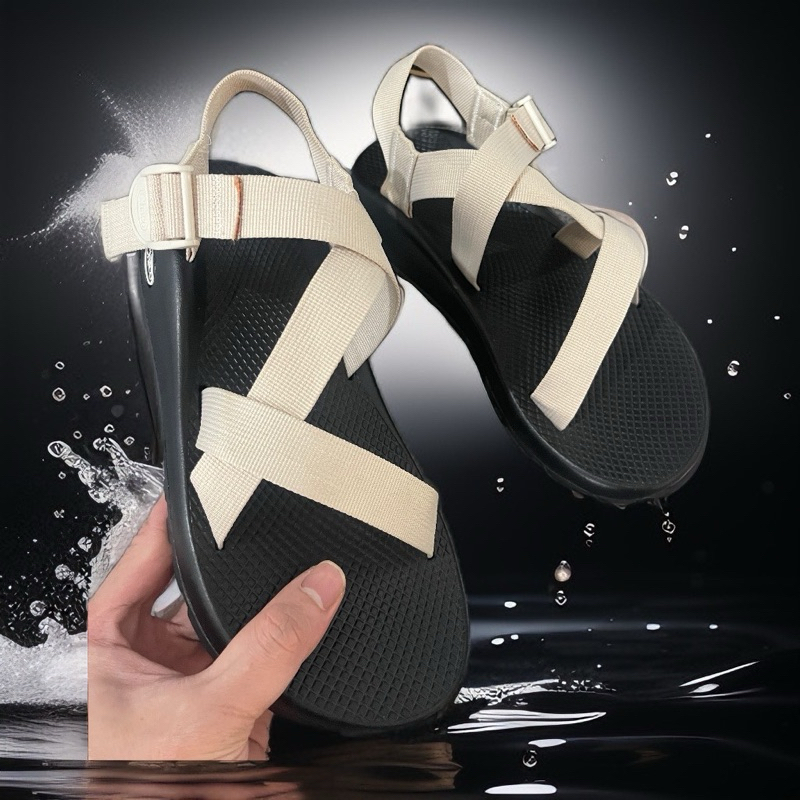 giầy sandal chaco đế thường màu trắng kem
