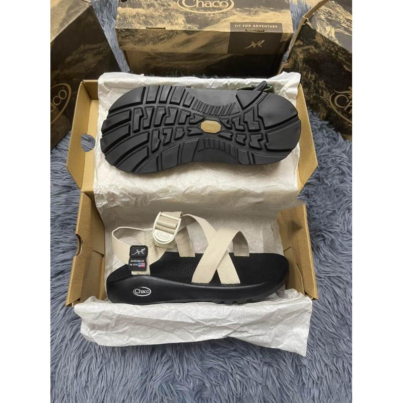 giầy sandal chaco đế thường màu trắng kem