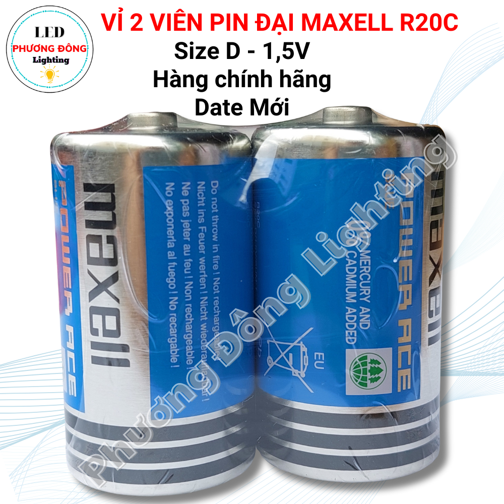 Vỉ 2 viên PIN Đại MAXELL R20C - Size D / 1.5V Chính hãng