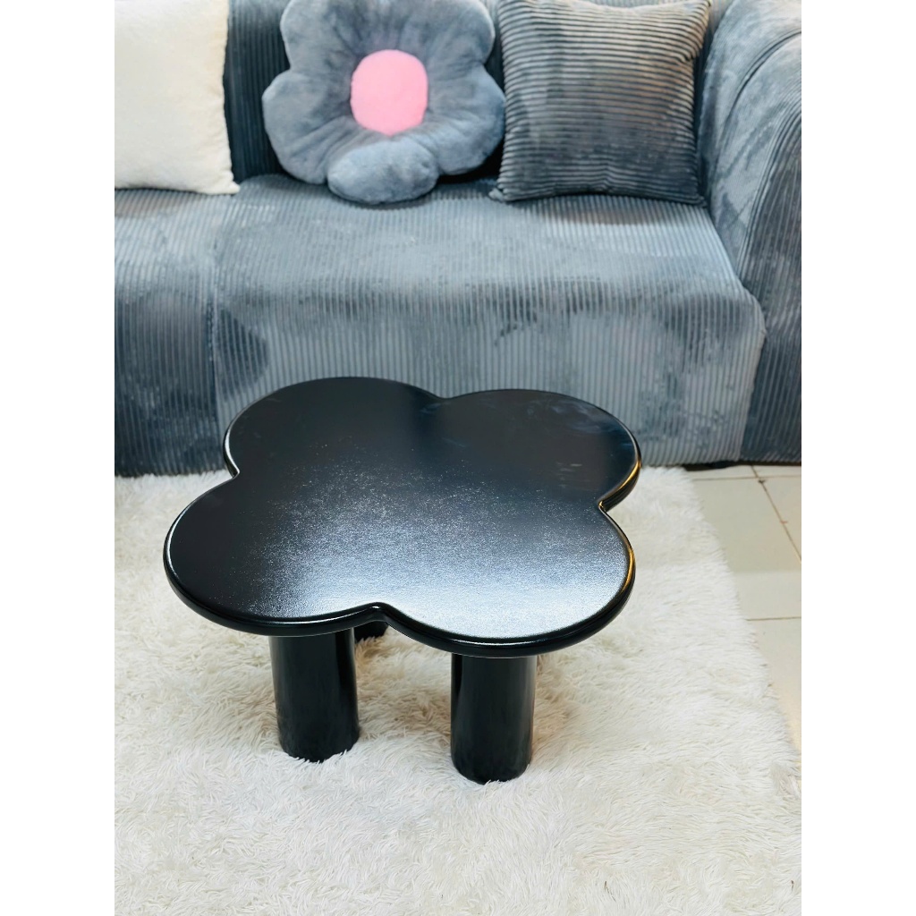 Bàn trà sofa hình dáng cỏ 4 lá may mắn , bàn gỗ decor phòng khách dày dặn sơn 2k chống thấm cao cấp