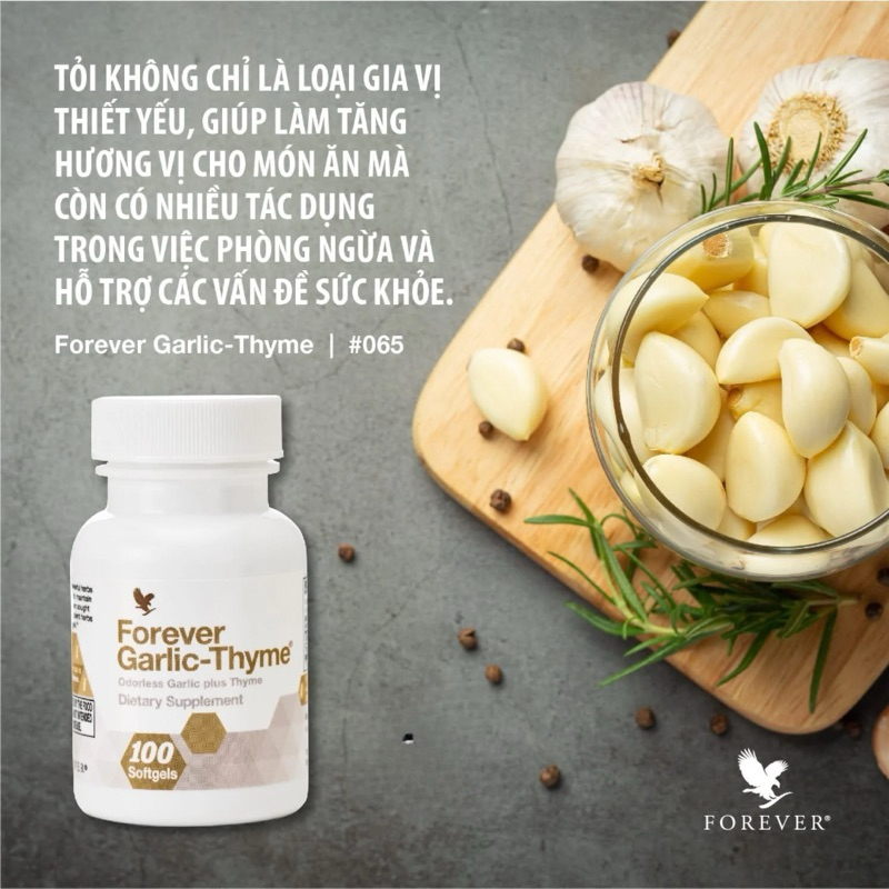 VIÊN TỎI ĐEN - Forever Garlic-Thyme 065Flp. Hỗ Trợ Tăng Cường Miễn Dịch, Cảm Cúm, Ho 100v/lọ