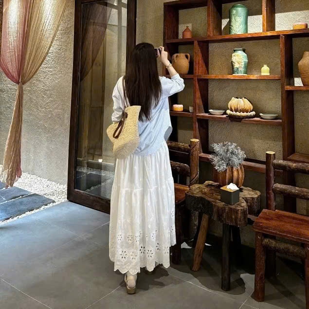 Chân Váy Ren Joolate Chất Thô Boil Dáng Dài Có Lót Trong Mặc Đi Biển Đi Chơi Mix Đồ Đẹp- CVren