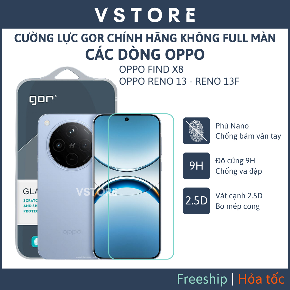 Cường lực GOR Oppo Find X8, Oppo Reno 13 13F trong suốt KHÔNG FULL MÀN ...
