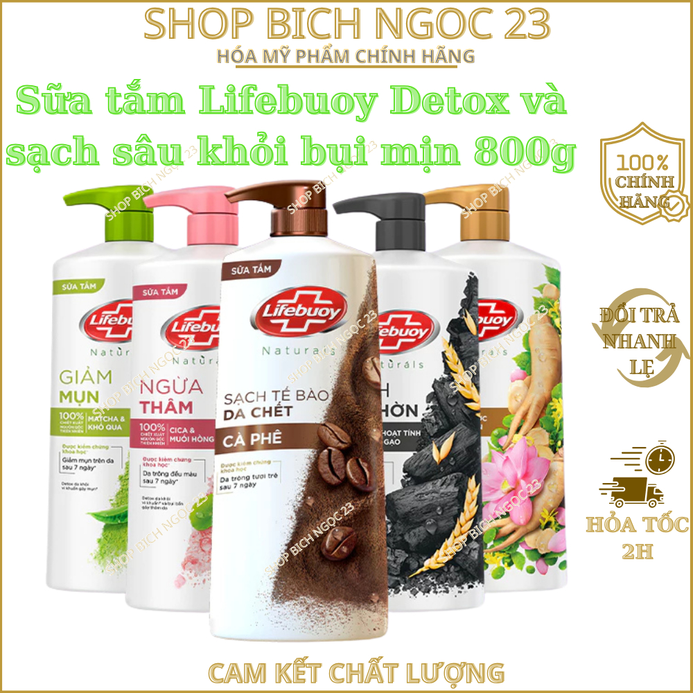 Sữa tắm Lifebuoy Detox và sạch sâu khỏi bụi mịn 800g