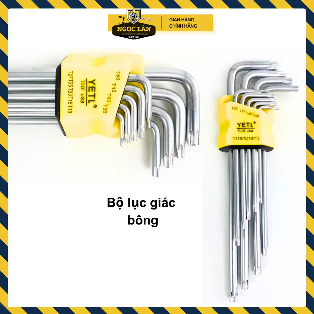 Combo bộ lục giác bông, lục giác hoa thị + Bộ lục giác bi vặn bulong lục giác chìm