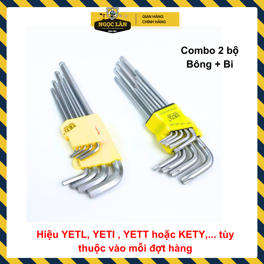 Combo bộ lục giác bông, lục giác hoa thị + Bộ lục giác bi vặn bulong lục giác chìm