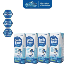 Sữa tươi Smile Bear Fresh ít đường - Thùng 48 hộp 110ml-180ml