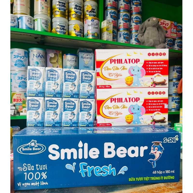 Sữa tươi Smile Bear Fresh ít đường - Thùng 48 hộp 110ml-180ml