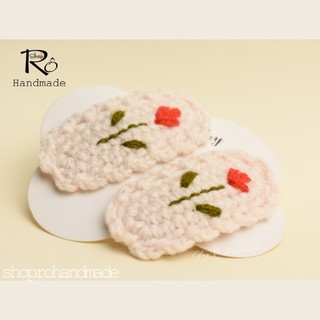 Kẹp tóc hoa tulip len thêu đẹp phong cách Hàn Quốc 5.5cm |Phụ kiện tóc mái xinh xắn|Shop Rô Handmade