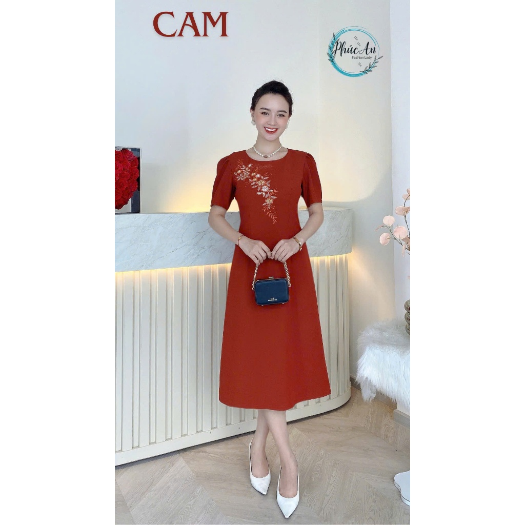 Đầm-Váy Trung Niên-Cao Cấp- thêu cao cấp phối hoa kim sa phale