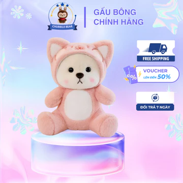 Gấu bông lena cáo. thú nhồi bông lena cáo hồng gấu bông cho bé Thú Bông Đồ Chơi gấu bống đội mũ gấu đội Toy
