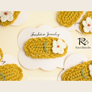 Kẹp tóc cây bông hoa nhỏ bằng len xinh xắn cho nữ và bé gái 5.5cm |Cặp tóc mái đẹp |Shop Rô Handmade