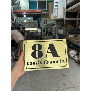 Bảng số nhà, bảng công ty alu vàng xước 20*30cm tặng kèm keo 2 mặt