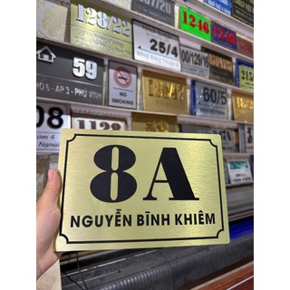Bảng số nhà, bảng công ty alu vàng xước 20*30cm tặng kèm keo 2 mặt