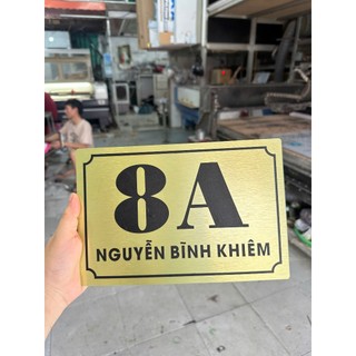 Bảng số nhà, bảng công ty alu vàng xước 20*30cm tặng kèm keo 2 mặt