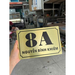 Bảng số nhà, bảng công ty alu vàng xước 20*30cm tặng kèm keo 2 mặt