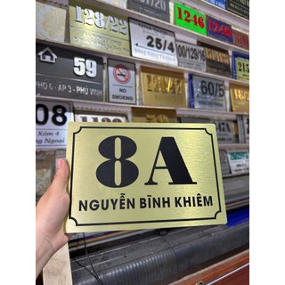 Bảng số nhà, bảng công ty alu vàng xước 20*30cm tặng kèm keo 2 mặt