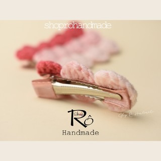 Kẹp tóc trái tim màu hồng bằng len cho nữ và bé gái 6cm |Phụ kiện tóc mái đẹp |Shop Rô Handmade