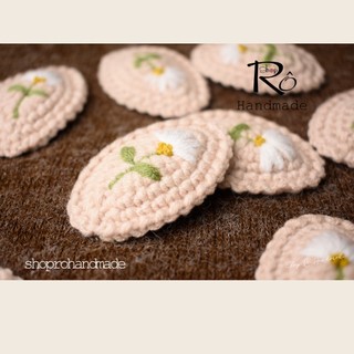 Kẹp tóc hoa cúc thêu tay cho nữ và bé gái 6cm |Cặp tóc len Handmade đẹp thanh lịch |Shop Rô Handmade