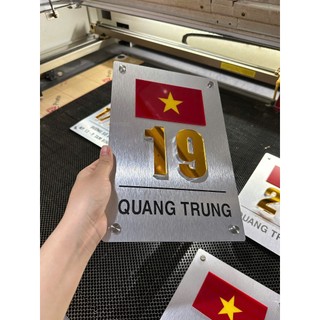BẢNG CÔNG TY, BIỂN SỐ NHÀ CỜ ĐỎ SAO VÀNG,Màu xước bạc + Alu vàng gương