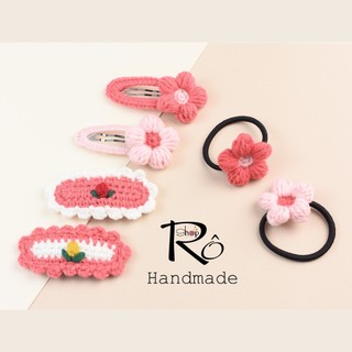Combo 6 kẹp tóc, cột tóc nhiều màu cho nữ và bé gái 6cm phong cách vintage Hàn Quốc|Shop Rô Handmade