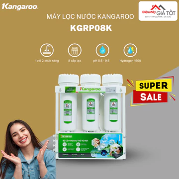 [Miễn phí lắp đặt] Máy lọc nước RO để gầm Kangaroo KGRP08K - 1 vòi 2 chức năng - Nước RO và nước Hydrogen