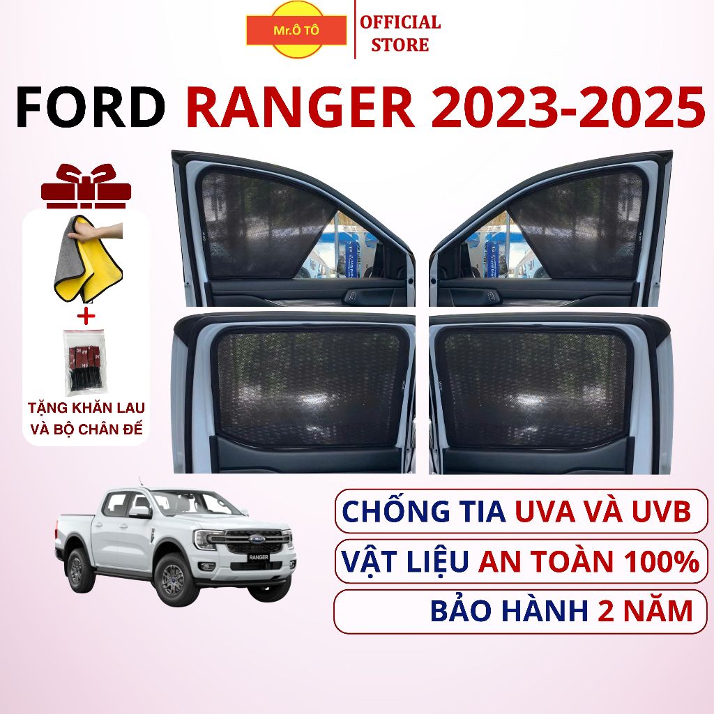 Rèm che nắng chống UV xe FORD RANGER 2023-2026 / FORD RAPTOR 2023-2026 ...