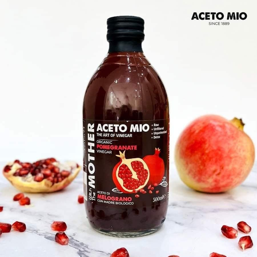 Giấm Lựu Hữu Cơ có giấm cái Organic Pomegranate Vinegar 500ml Aceto Mio/ Andrea Milano