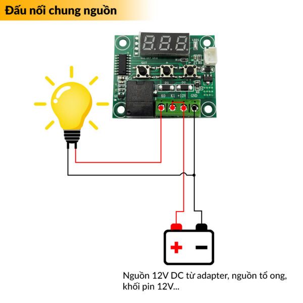Mạch cảm biến nhiệt độ W1209 12V, chế máy ấp trứng, máy ủ sữa chua, điều khiển máy phun sương
