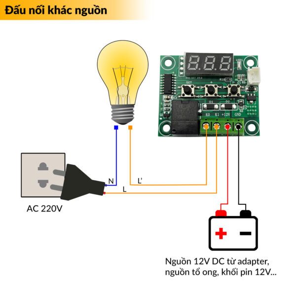 Mạch cảm biến nhiệt độ W1209 12V, chế máy ấp trứng, máy ủ sữa chua, điều khiển máy phun sương
