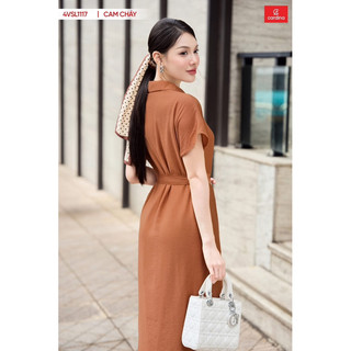 Đầm nữ CARDINA chất liệu đũi bamboo dáng suông thêu hoa dây nhã nhặn lịch sự thanh lịch 4VSL11