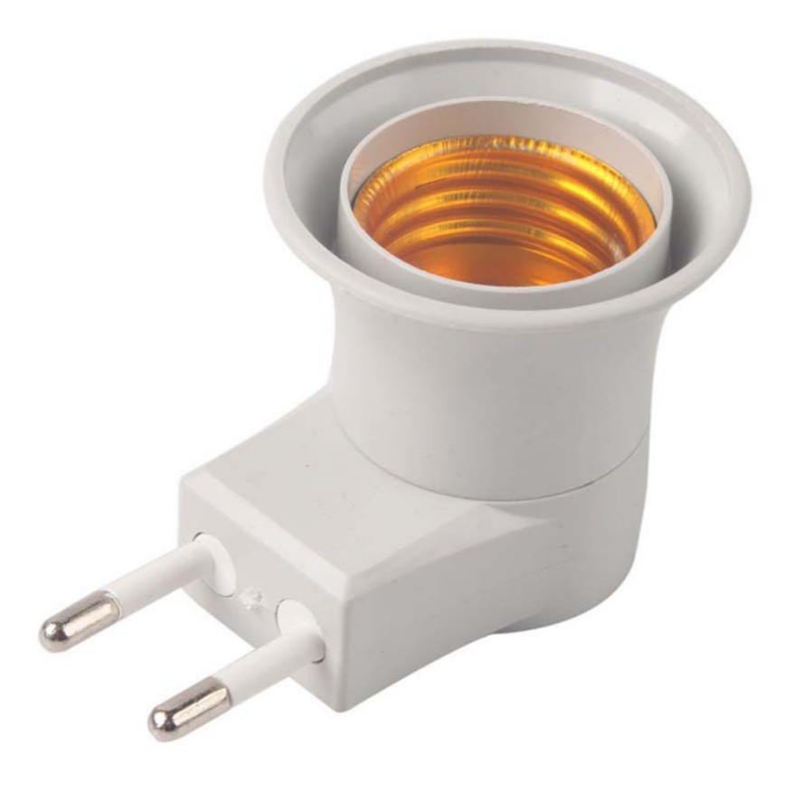 Đui đèn E27 chuyển đổi từ đầu cắm sang ổ cắm EU có công tắc tắt/mở tiện dụng