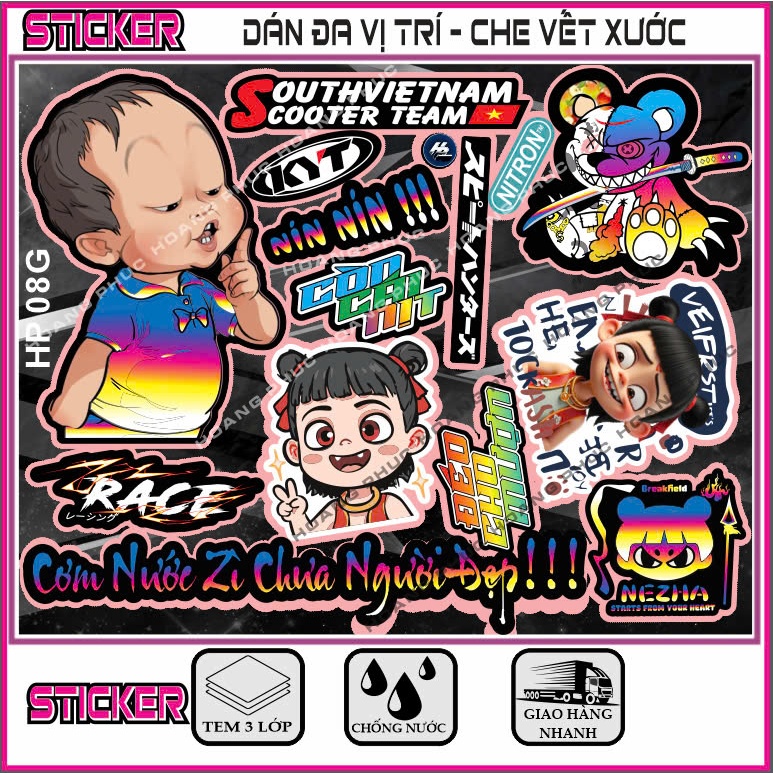Tem Dán Decal Hài Hước sticker Vui Nhộn Cô Bảo Nín E Bé Hot Trend 2024 ...