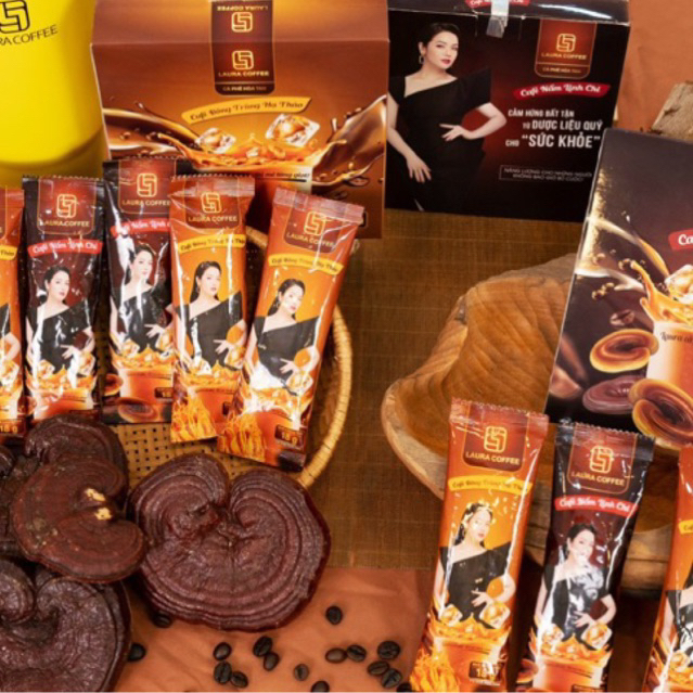 Combo 2 Hộp Cafe Laura Nấm Linh Chi + Đông Trùng Hạ Thảo Hộp 10 gói Laura Cafe Coffee