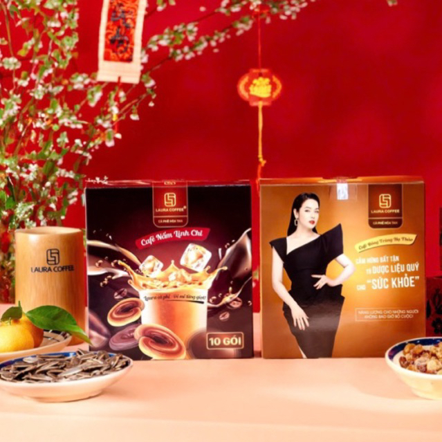 Combo 2 Hộp Cafe Laura Nấm Linh Chi + Đông Trùng Hạ Thảo Hộp 10 gói Laura Cafe Coffee